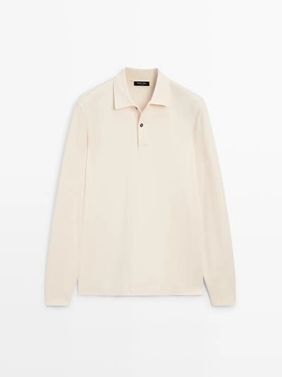 Поло с длинным рукавом и ребристыми деталями- Заказать в России