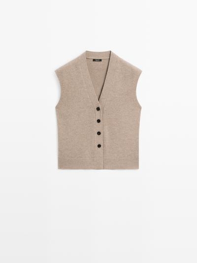 Zara Жилет из вязаного шерстяного микса с V-образным вырезом