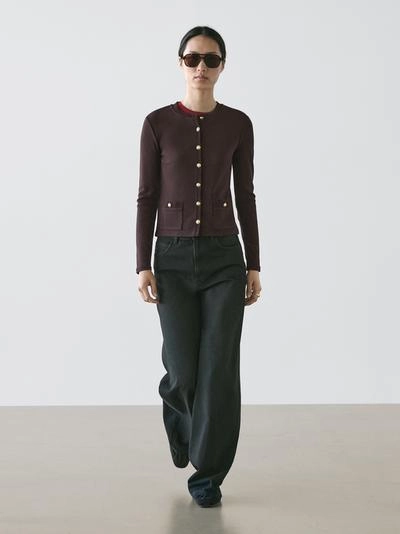 Плетеный кардиган с золотыми пуговицами- Заказать в России