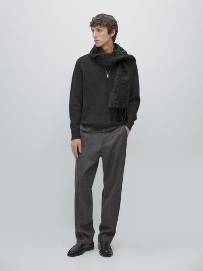 Zara Вязанный свитер с мокрым воротником и молнией