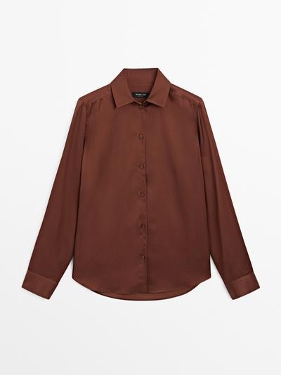 Zara Рубашка из шелка с планкой купить с доставкой.