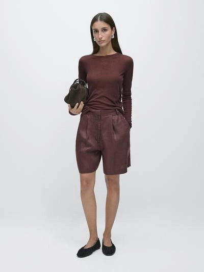 100% linen short pleated Bermuda shorts- Заказать в России