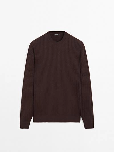 Свитер с косами из хлопкового микса