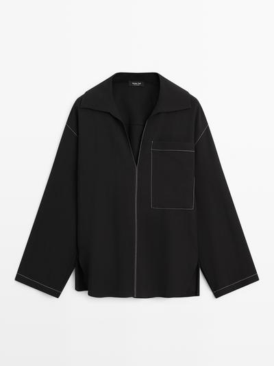 Zara Рубашка-оверштаны из шерстю с карманом