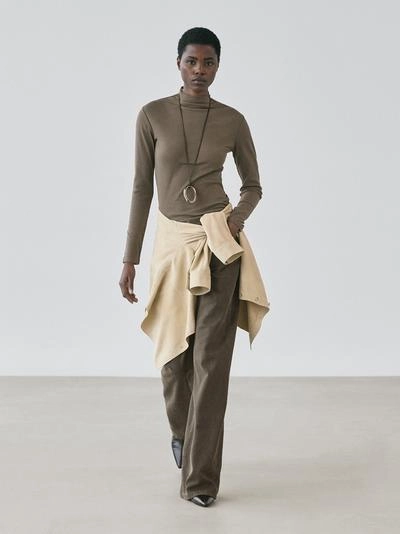 Футболка из ребристого хлопка с длинным рукавом