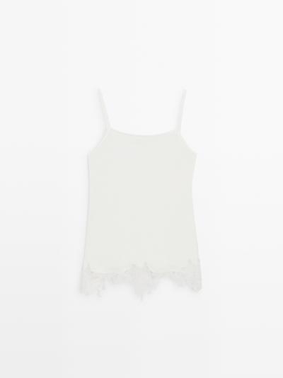 Zara Топ-майка с кружевными деталями