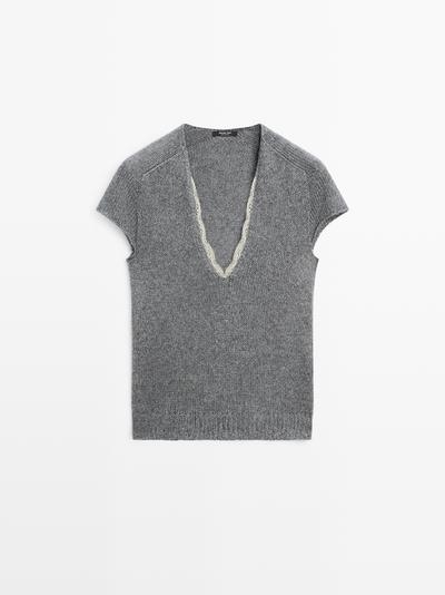 Zara Кофта с короткими рукавами из кружевного вязаного полотна