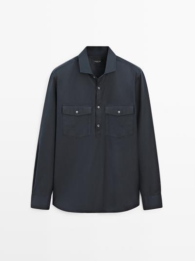 Zara Рубашка из хлопка с карманами