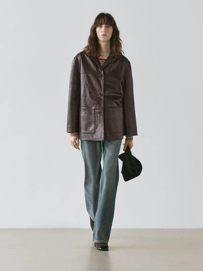 Пиджак из натуральной кожи с пуговицами