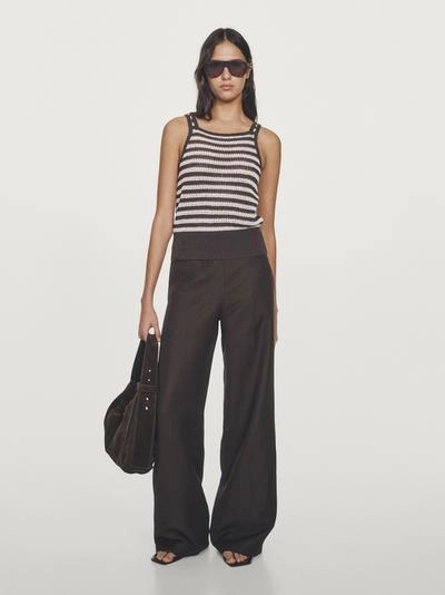 Топ с кружевными вставками и полосатыми деталями- Заказать в России