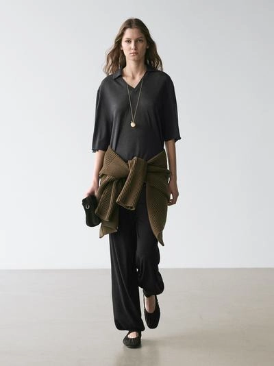 Свитер с объемным воротником из шелково-шерстяной смеси