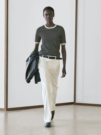 Футболка с коротким рукавом в полоску контрастного цвета- Заказать в России