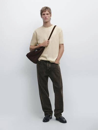 Футболка из хлопково-шерстяной смеси с коротким рукавом- Заказать в России