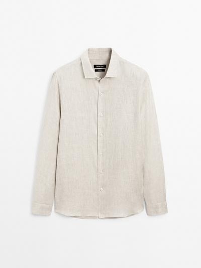 Zara Рубашка свободного кроя из льна с эффектом потертости