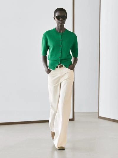 Кардиган из хлопкового микса с короткими рукавами- Заказать в России