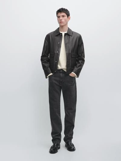 Кожаная куртка из овечьей кожи с карманами- Заказать в России