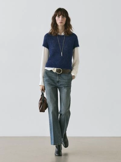 Свитер с коротким рукавом из альпаки- Заказать в России