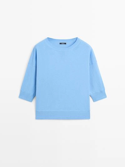 Свитер с коротким рукавом из смесового хлопка