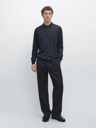 Свитер из 100% шерсти с воротником-поло- Заказать в России