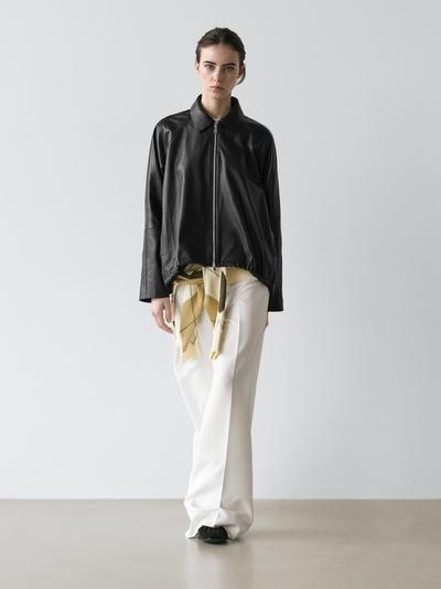 Zara Куртка из натуральной кожи оверсайз