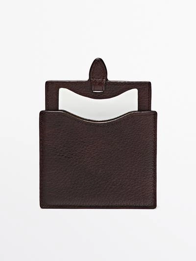 Кожаный чехол из нубука с зеркалом