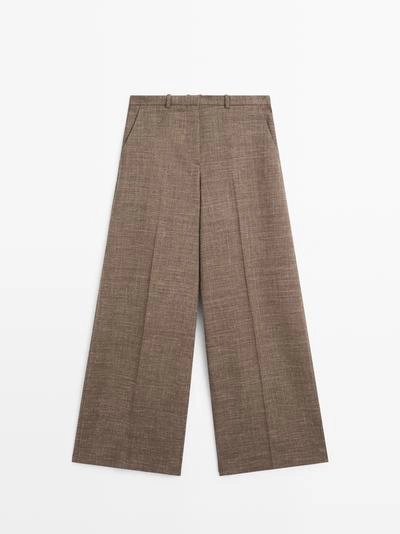 Широкие объемные брюки из шерстяно-шелковой смеси- Заказать в России