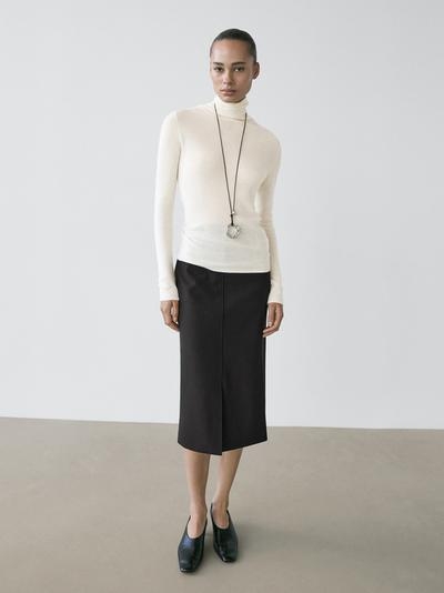 Zara Юбка миди прямого кроя из шерстяной смеси с разрезом купить с доставкой.