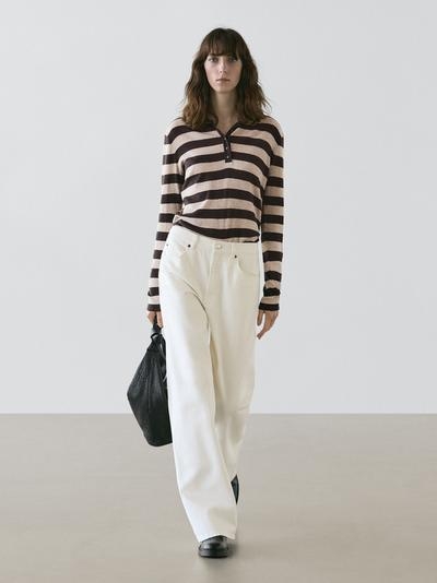 Zara Свитер-поло из хлопкового трикотажа купить с доставкой.