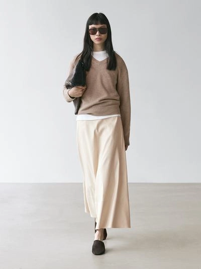 Linen blend flared skirt with pocket- Заказать в России