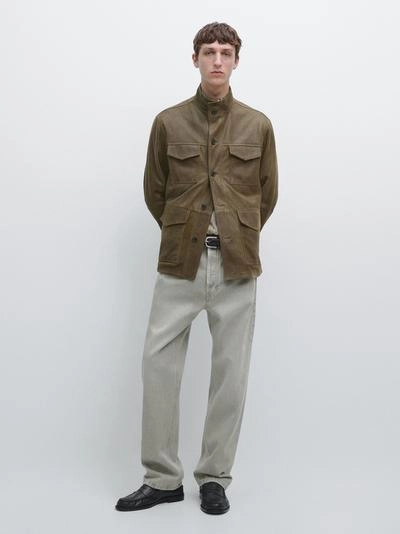 Куртка из кожи козы с эффектом потертостей- Заказать в России