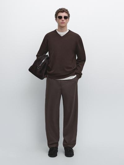 Zara Вязаный свитер с V-образным вырезом из хлопкового микса купить с доставкой.