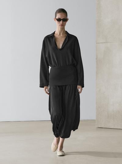 Zara Рубашка с кружевной хлопковой блузкой V-образного выреза