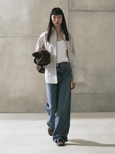 Zara Рубашка в полоску из 100% хлопка