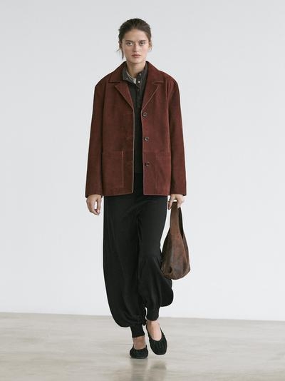 Zara Замшевый жакет с лацканами