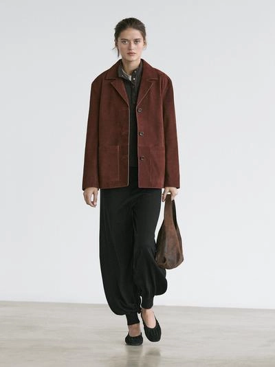 Замшевый жакет с лацканами