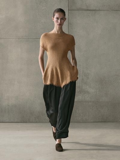 Zara Топ из 100% льна с декоративной отделкой