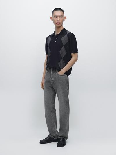 Zara Поло-свитер с аргайльским узором из смесовой шерсти мериноса купить с доставкой.