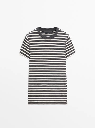 Футболка с короткими рукавами из хлопка в полоску- Заказать в России