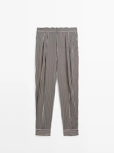 Полосатые брюки с запахом и вытачками- Заказать в России