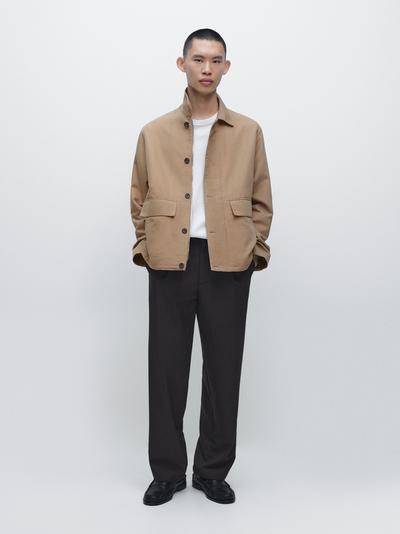 Zara Пиджак из смесового льна с карманными деталями