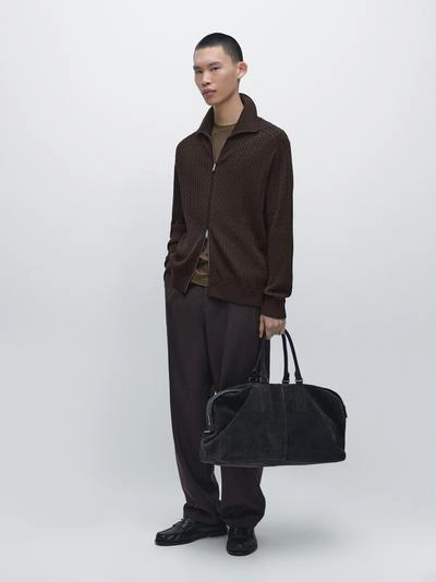 Кардиган с молнией из хлопковой плетеной вязки