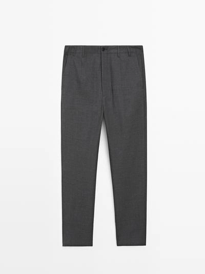 Брюки из шерстяной ткани с текстурой- Заказать в России