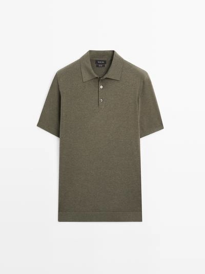 Поло-свитер из хлопкового трикотажа