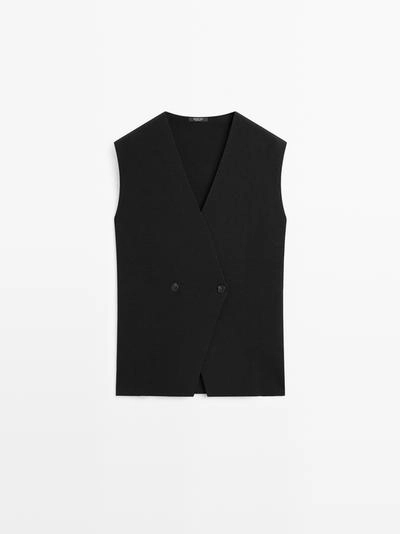 Длинный жилет с перекрестным детаем