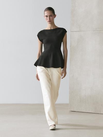 Zara Вязаный топ с круглым вырезом