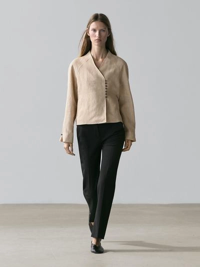 Cropped 100% linen jacket