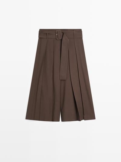 Zara Юбка-шорты с плиссировкой до середины бедра