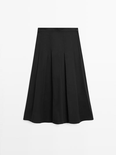 Zara Юбка-миди с мягкими складками из хлопкового смесового материала