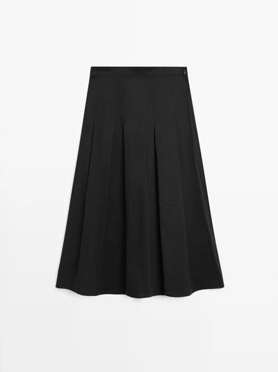 Юбка-миди с мягкими складками из хлопкового смесового материала- Заказать в России