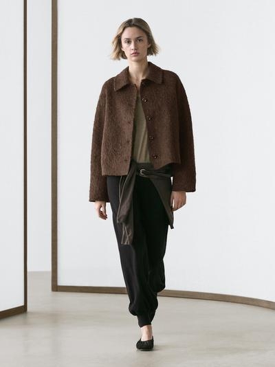 Zara Кардиган из альпаки с рубашечным воротником